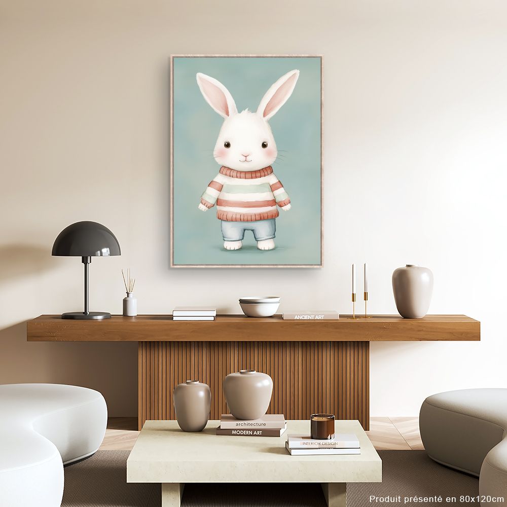 Tableau imprimé pour enfants 'Lapin câlin'