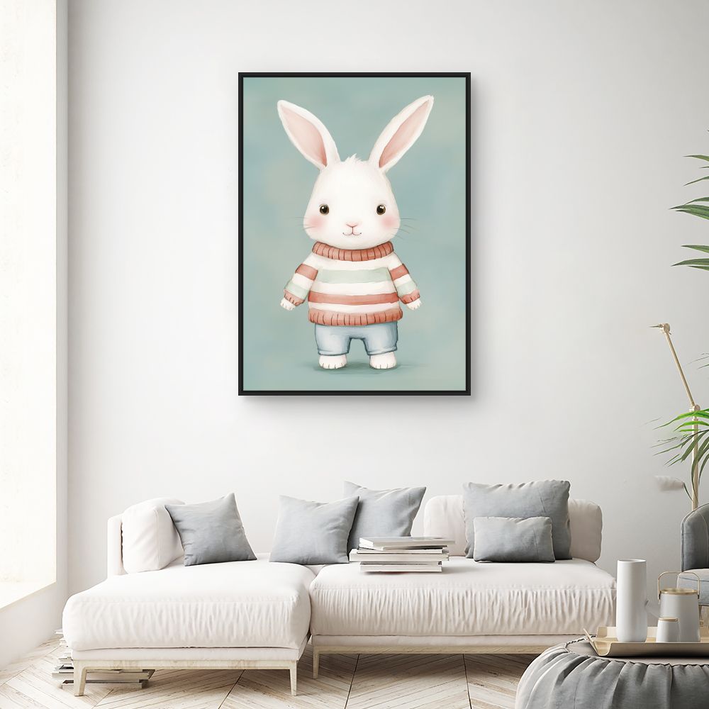 Tableau imprimé pour enfants 'Lapin câlin'