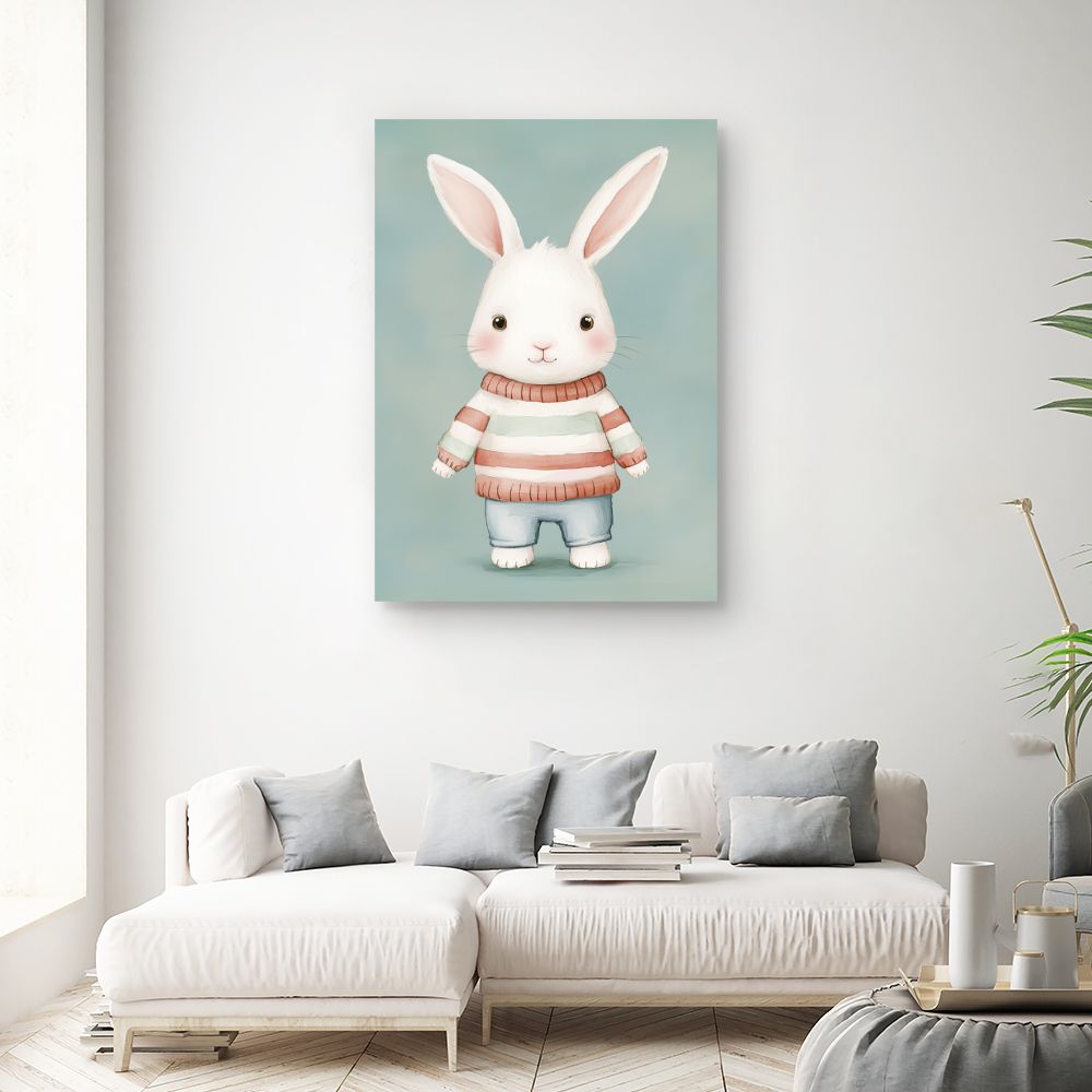 Tableau imprimé pour enfants 'Lapin câlin'
