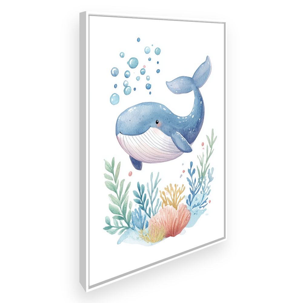 Tableau imprimé pour enfants 'Baleine joyeuse'