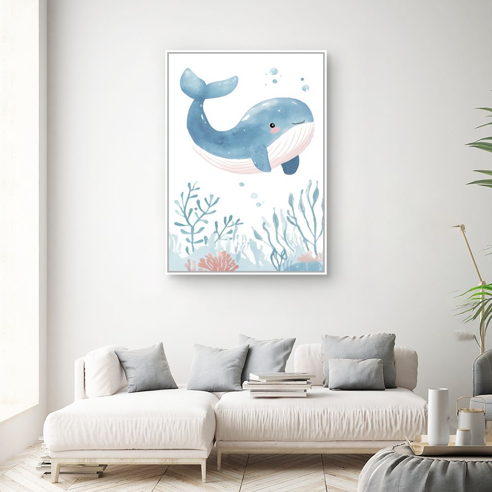 Tableau imprimé pour enfants 'Baleine joyeuse'