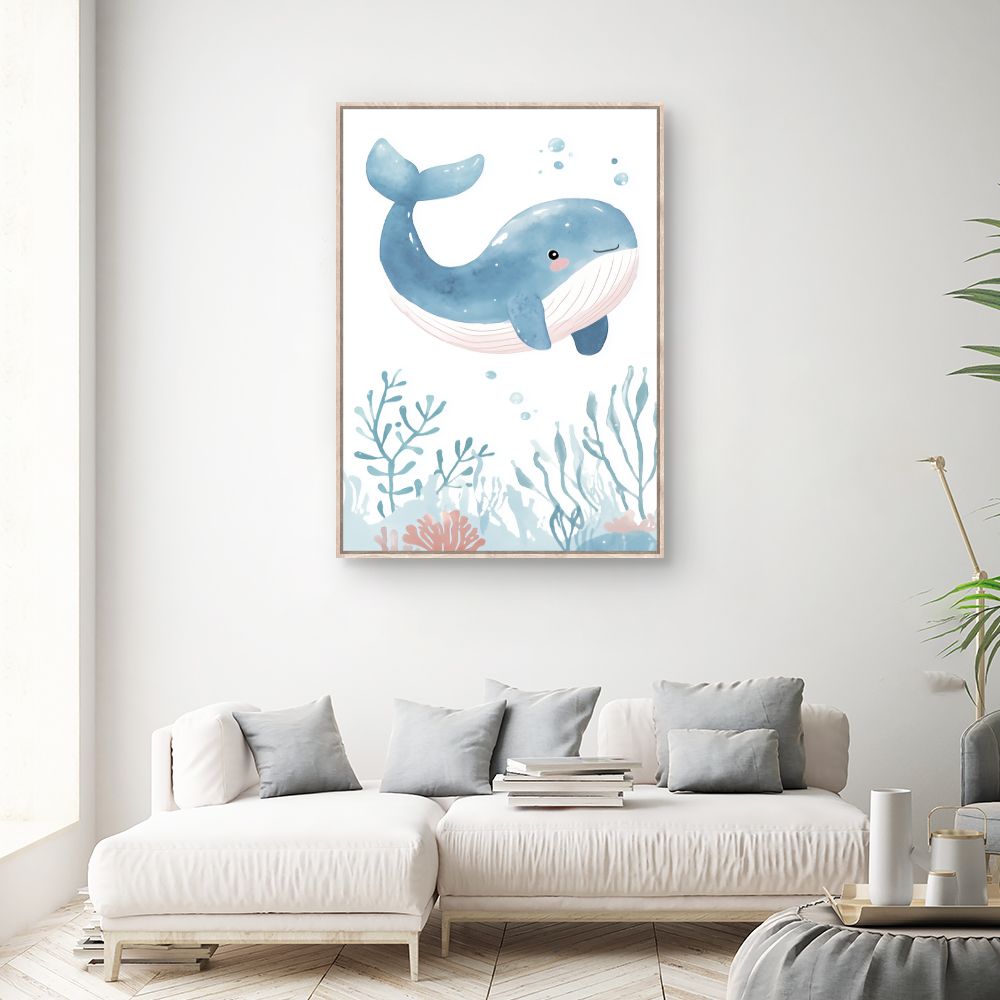 Tableau imprimé pour enfants 'Baleine joyeuse'