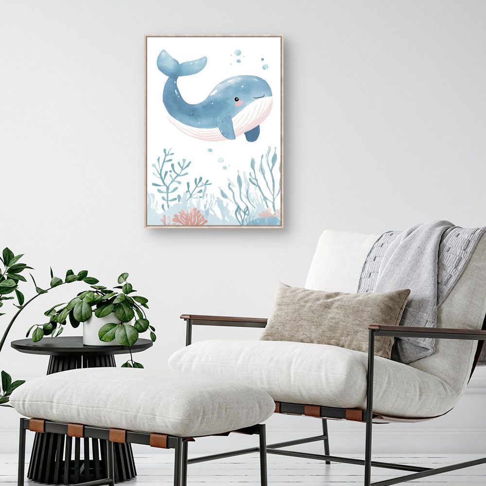 Tableau imprimé pour enfants 'Baleine joyeuse'