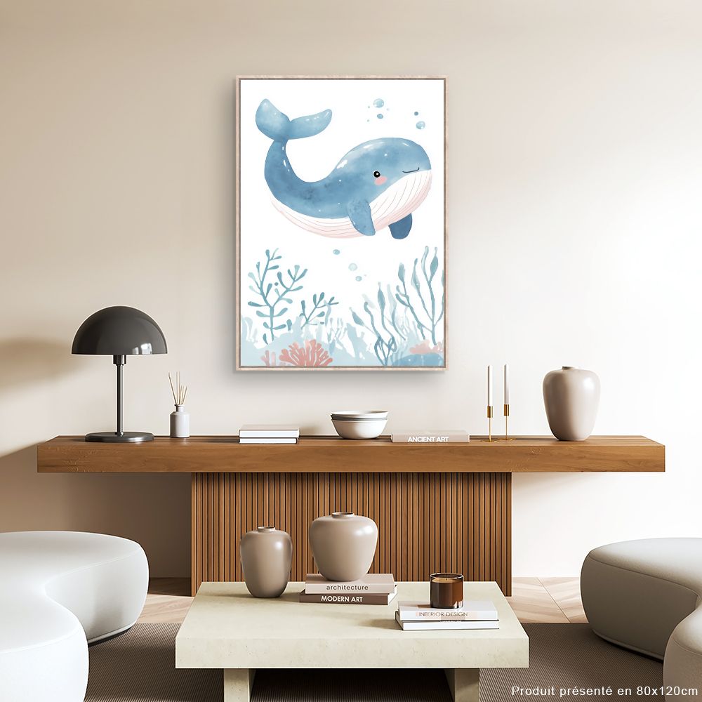 Tableau imprimé pour enfants 'Baleine joyeuse'