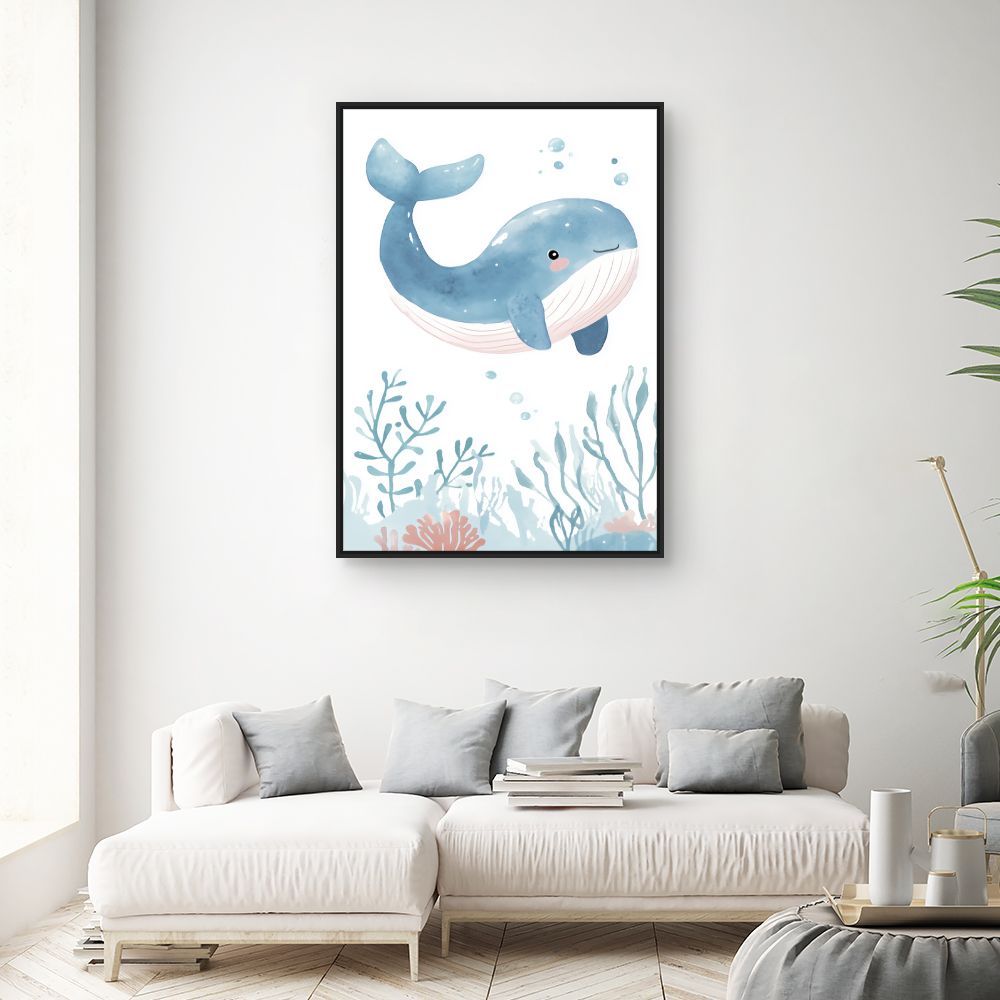 Tableau imprimé pour enfants 'Baleine joyeuse'