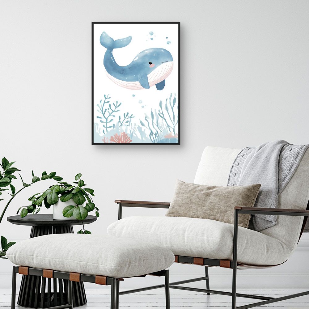 Tableau imprimé pour enfants 'Baleine joyeuse'