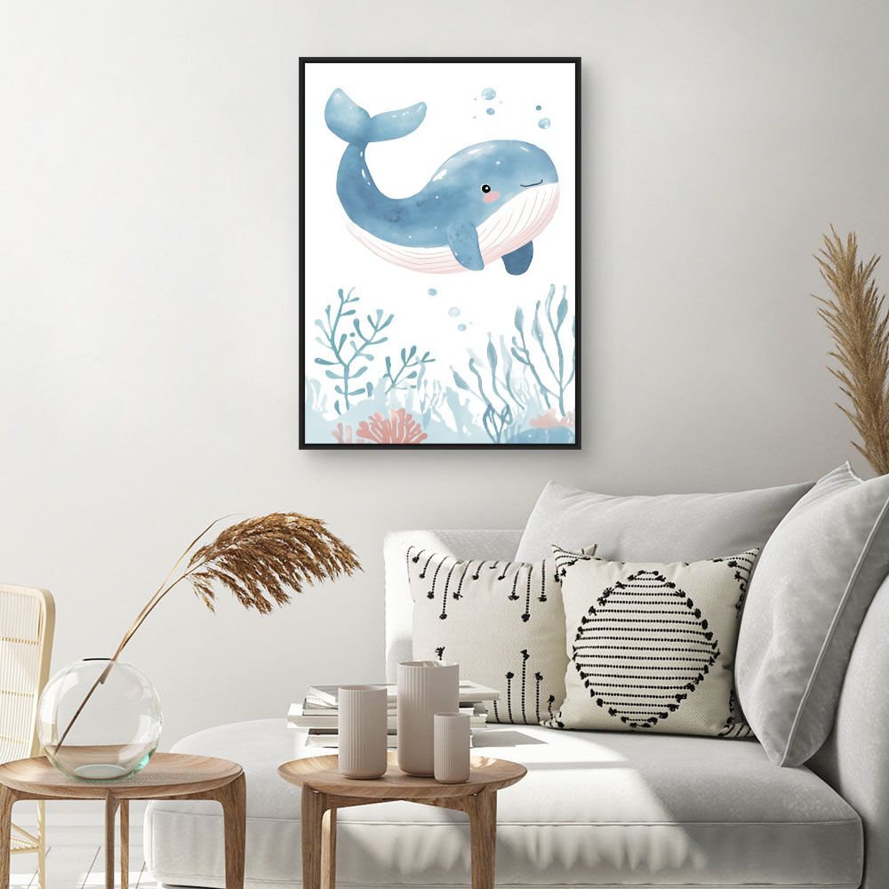 Tableau imprimé pour enfants 'Baleine joyeuse'