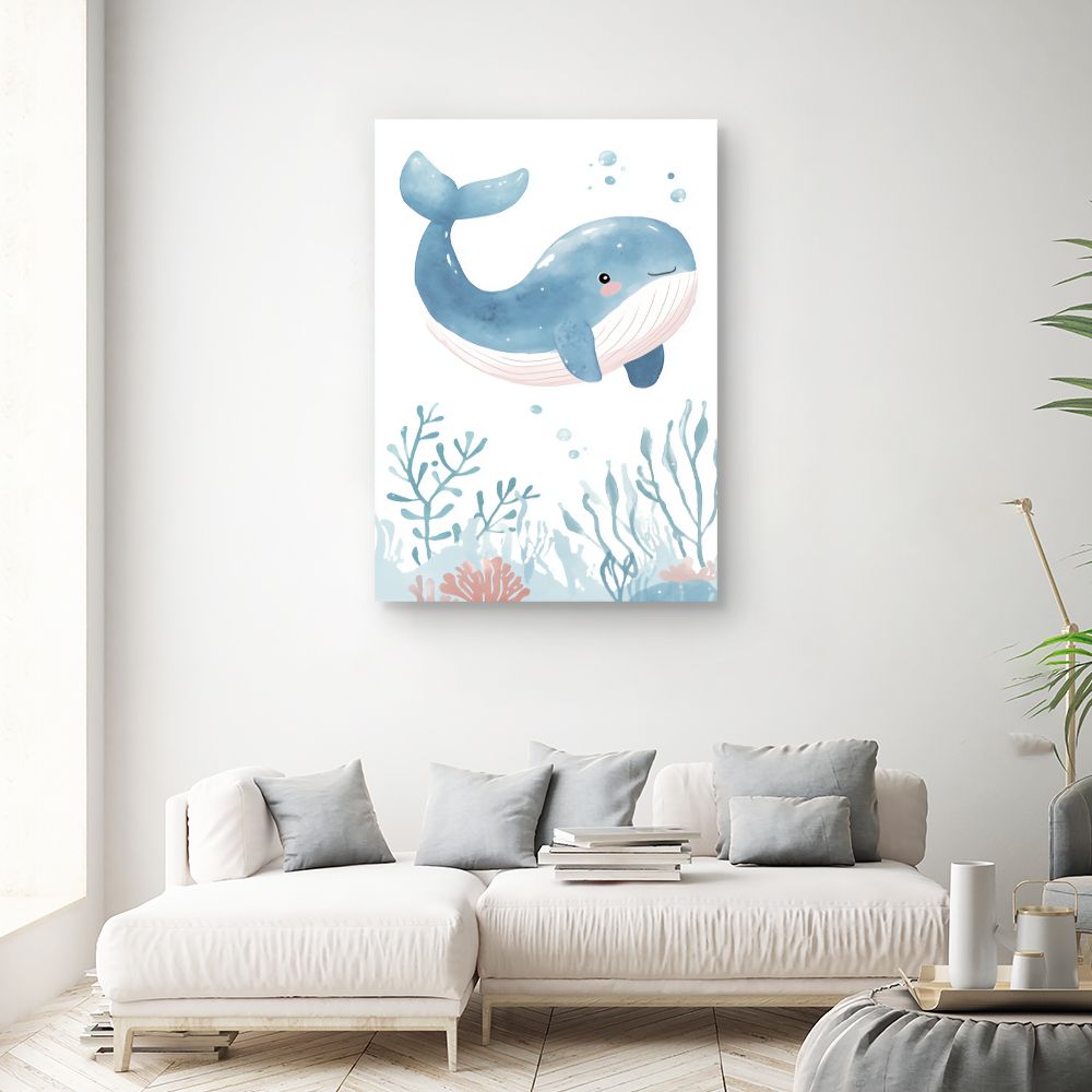 Tableau imprimé pour enfants 'Baleine joyeuse'