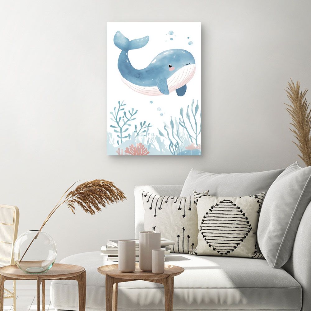 Tableau imprimé pour enfants 'Baleine joyeuse'
