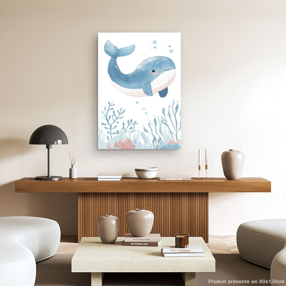 Tableau imprimé pour enfants 'Baleine joyeuse'