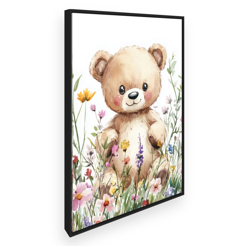 Tableau imprimé pour enfants 'Ourson fleuri'