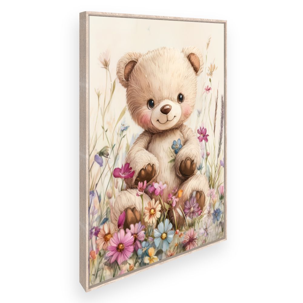Tableau imprimé pour enfants 'Ourson fleuri'