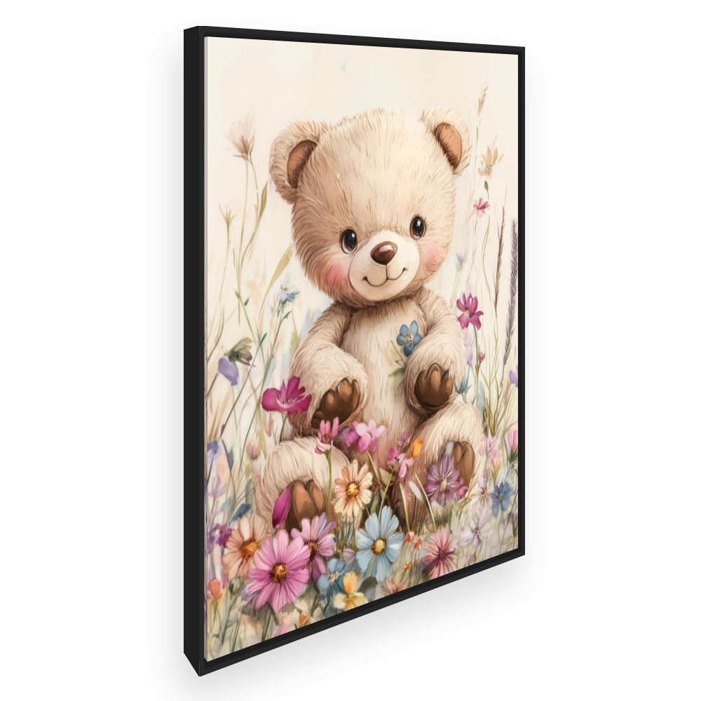 Tableau imprimé pour enfants 'Ourson fleuri'