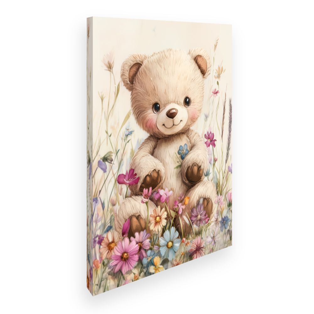 Tableau imprimé pour enfants 'Ourson fleuri'