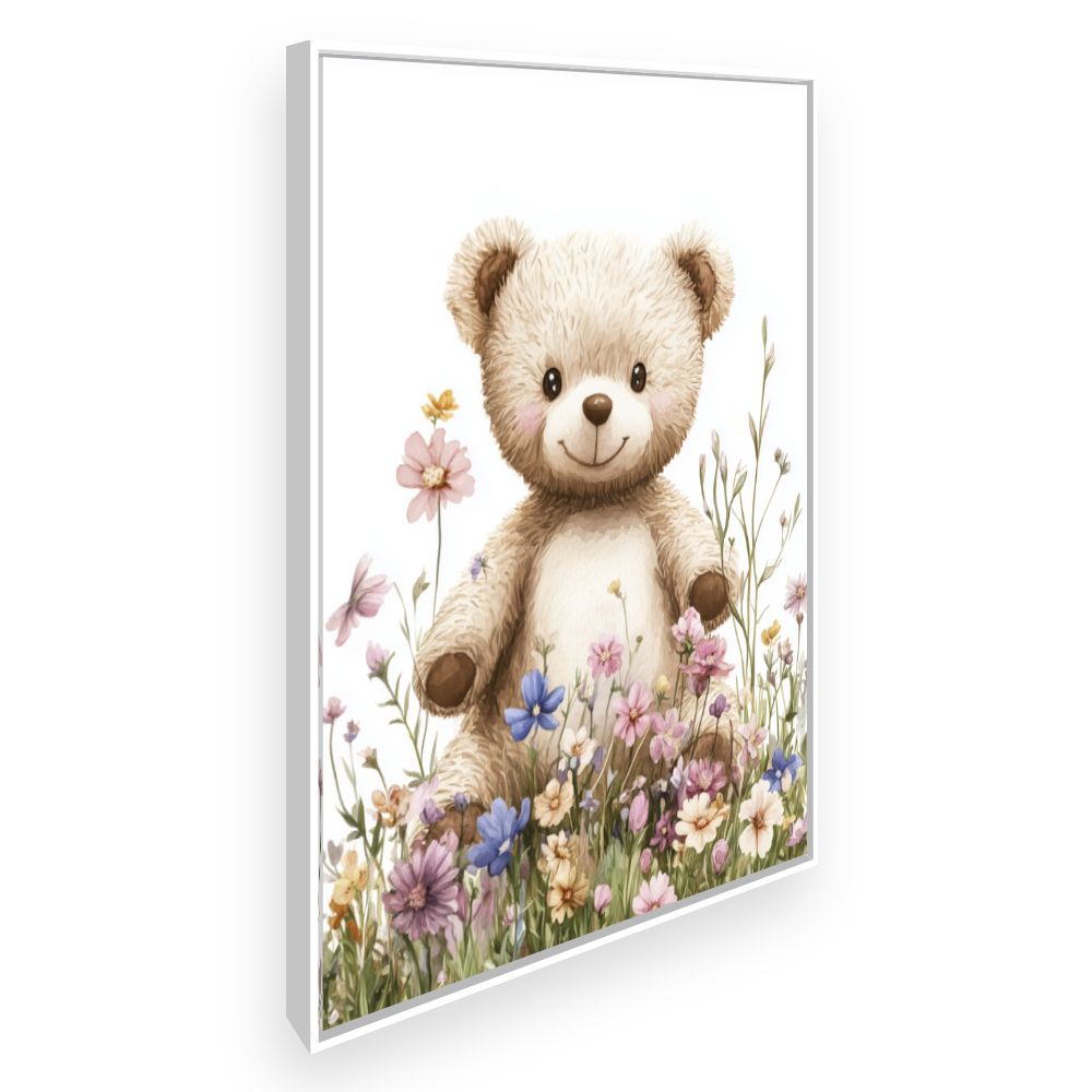 Tableau imprimé pour enfants 'Ourson fleuri'