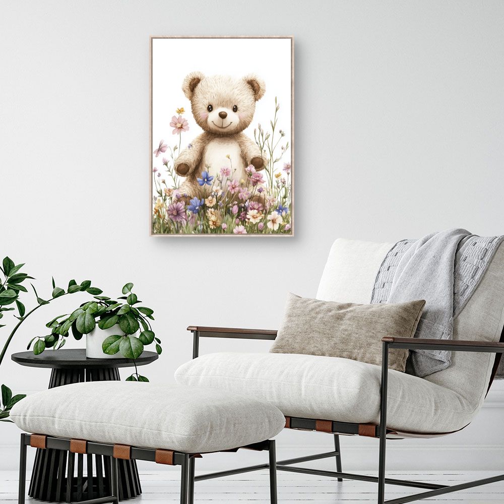 Tableau 'Ourson fleuri'