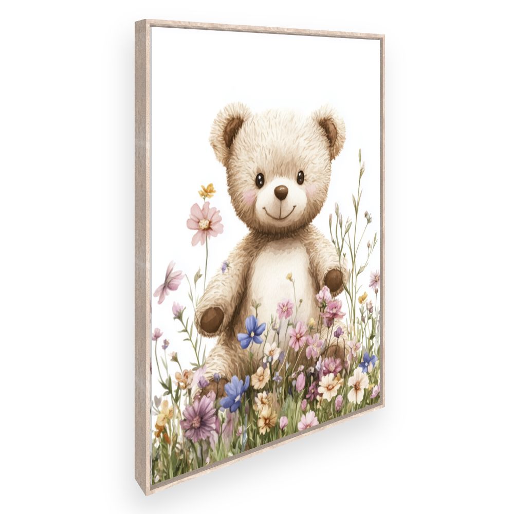 Tableau imprimé pour enfants 'Ourson fleuri'