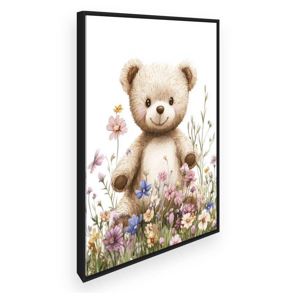Tableau imprimé pour enfants 'Ourson fleuri'