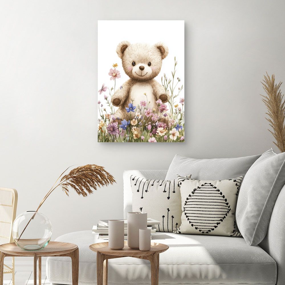 Tableau 'Ourson fleuri'