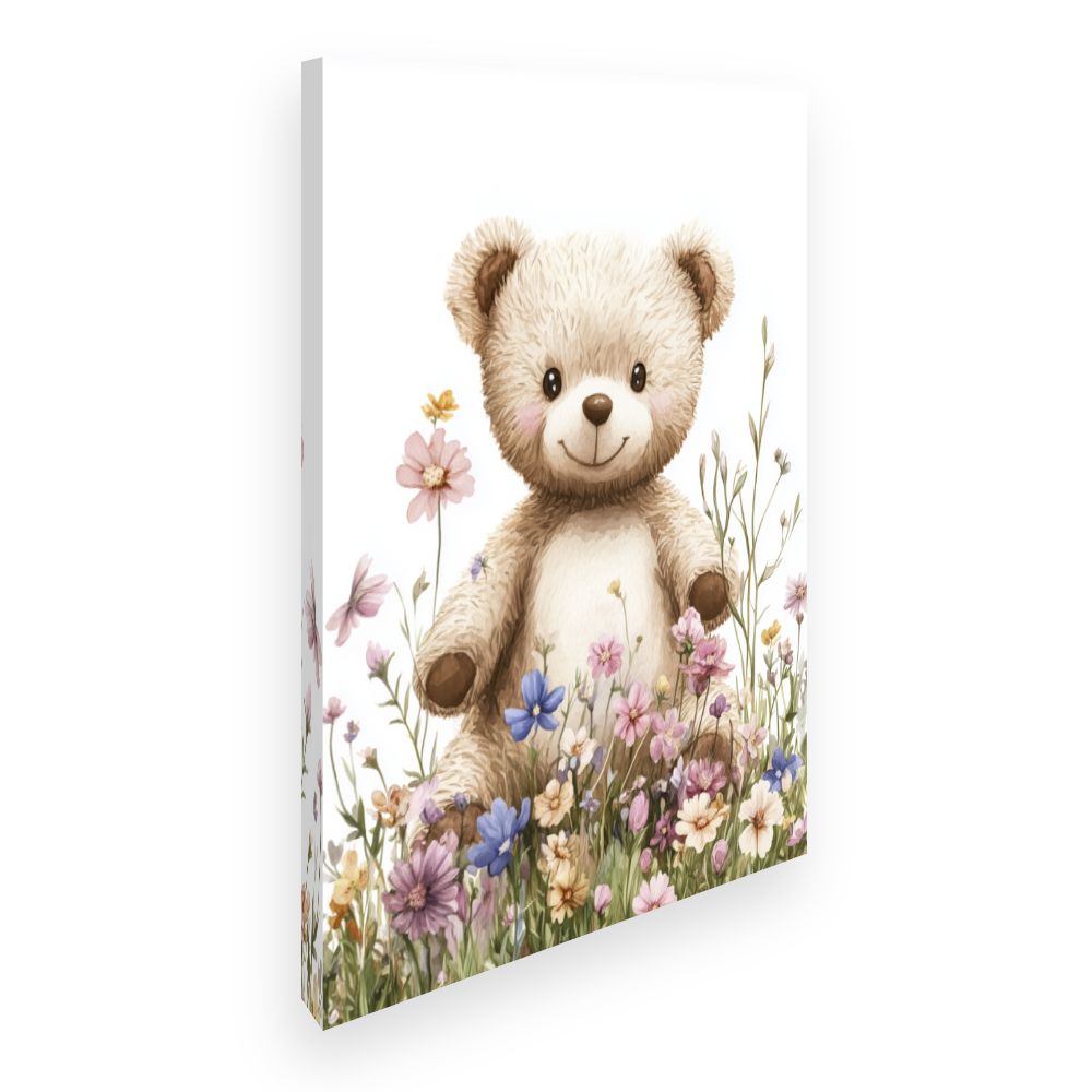 Tableau imprimé pour enfants 'Ourson fleuri'
