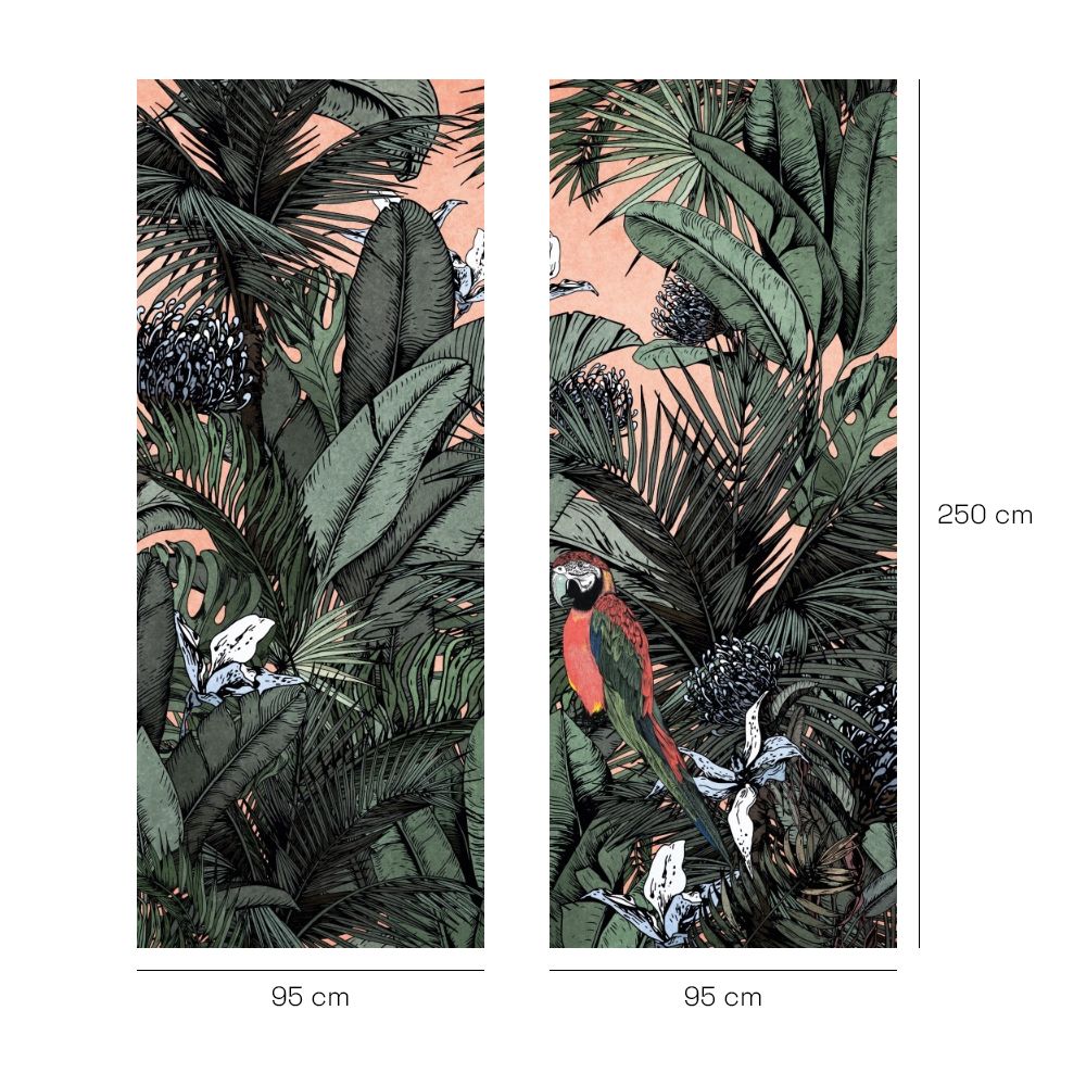 Papier peint "Jungle exotique colorée"