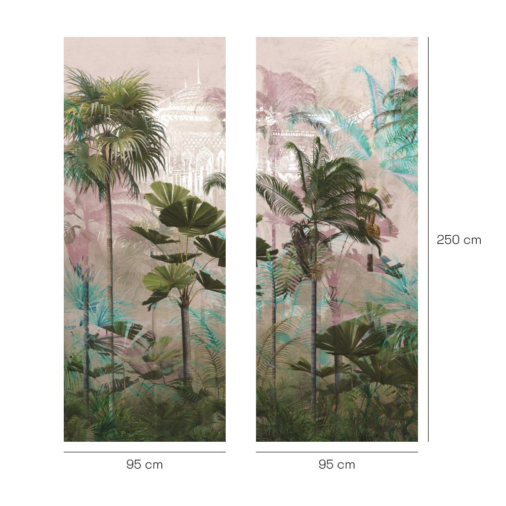 Papier peint "Palmiers et architecture"