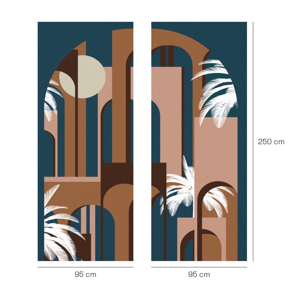 Papier peint "Arches avec palmiers"