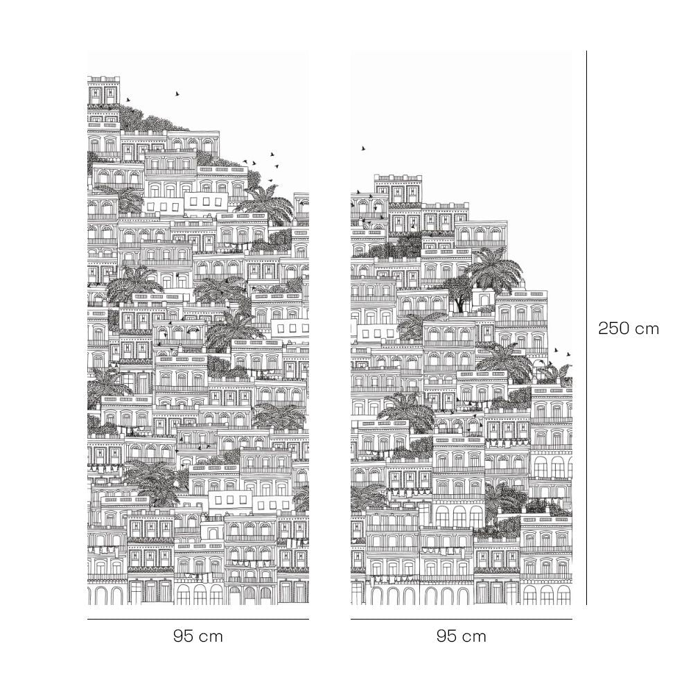 Papier peint "Maisons empilées dessinées"
