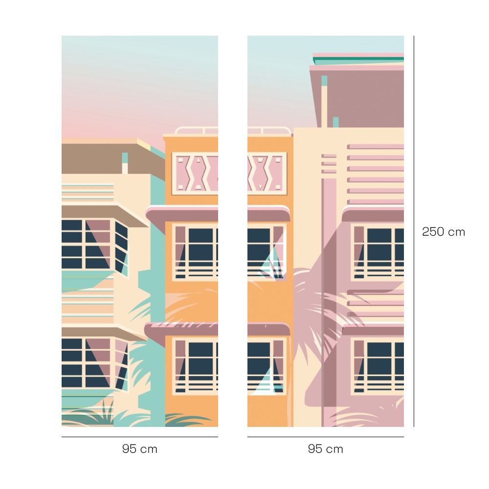 Papier peint "Architecture rétro colorée"