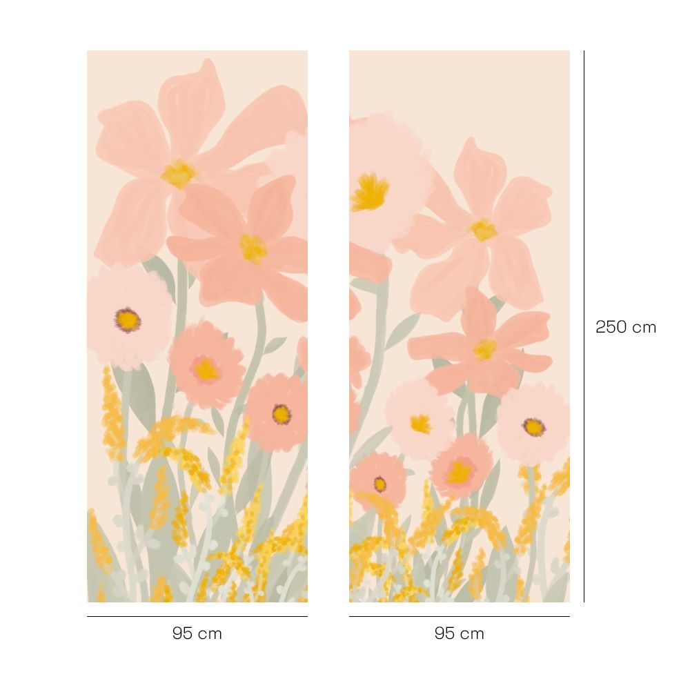 Papier peint "Fleurs pastel délicates"
