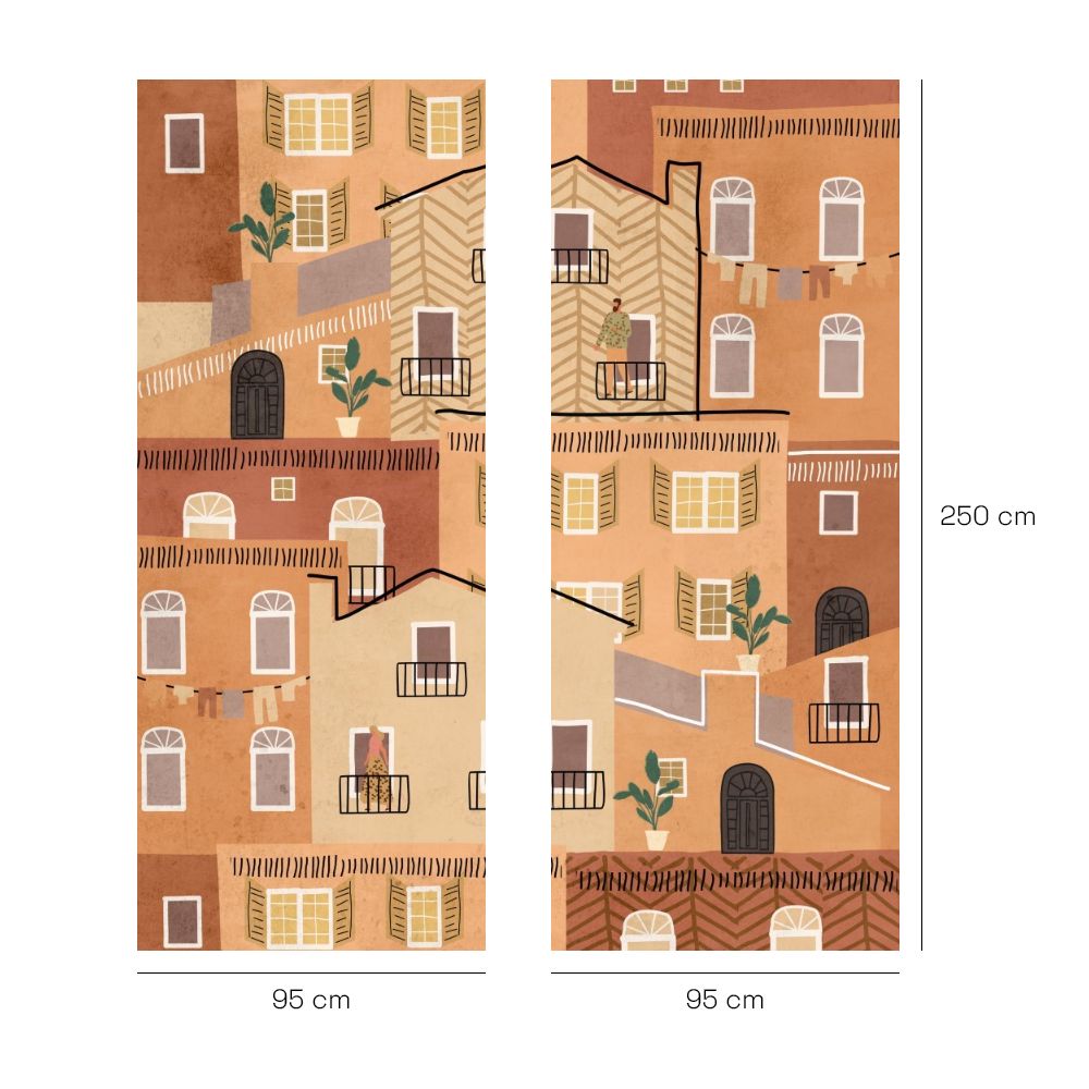 Papier peint "Maisons colorées graphiques"