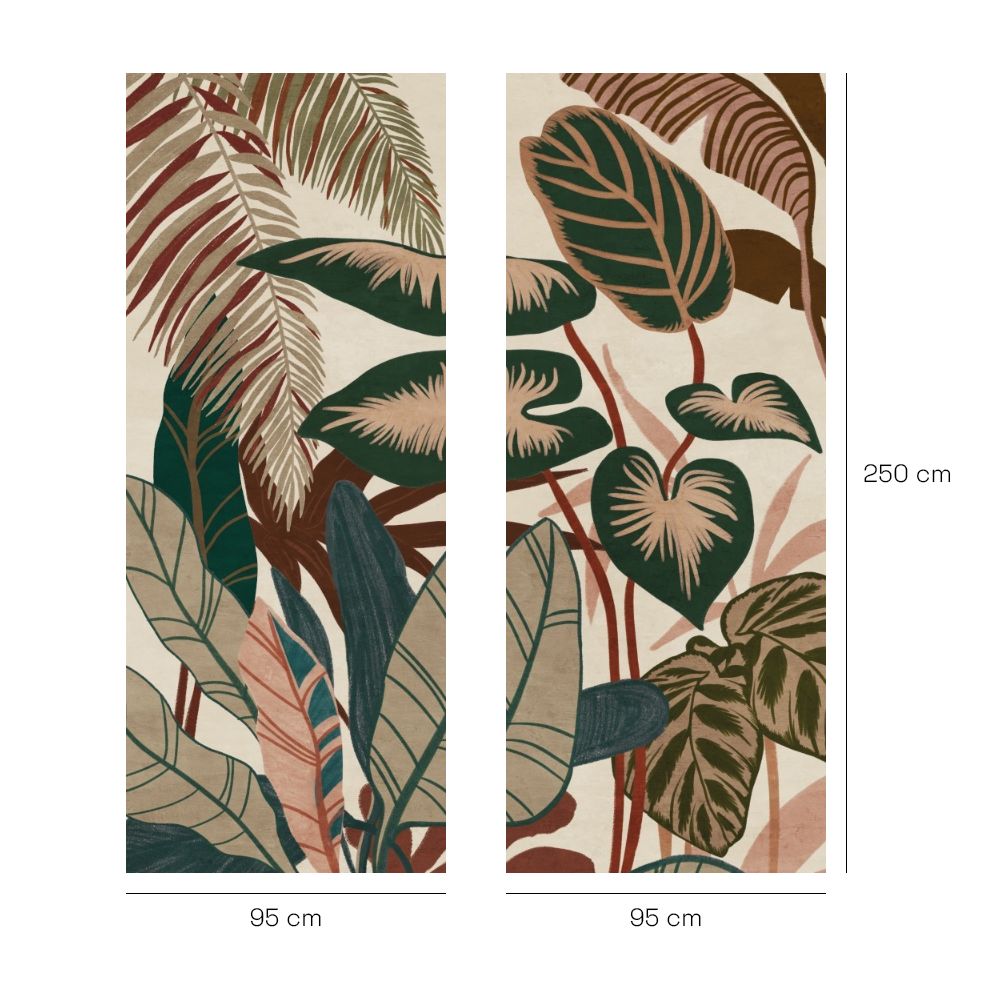 Papier peint "Larges feuilles exotiques"