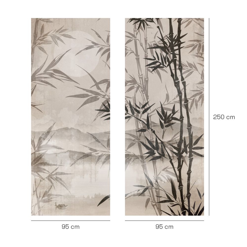Papier peint "Bambous et paysage"