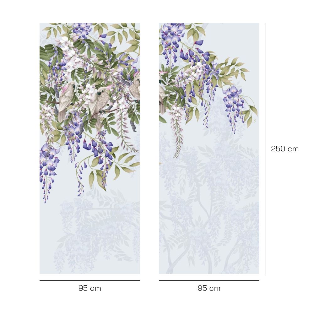 Papier peint "Fleurs et oiseaux"