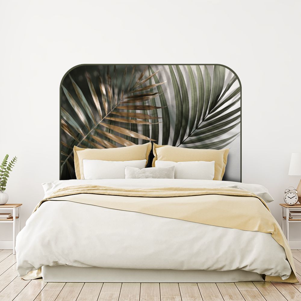 Tête de lit feuilles tropicales – vert – 180 × 95 cm