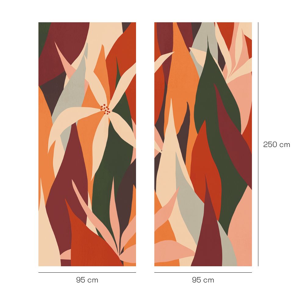 Papier peint "Motifs feuilles colorées"