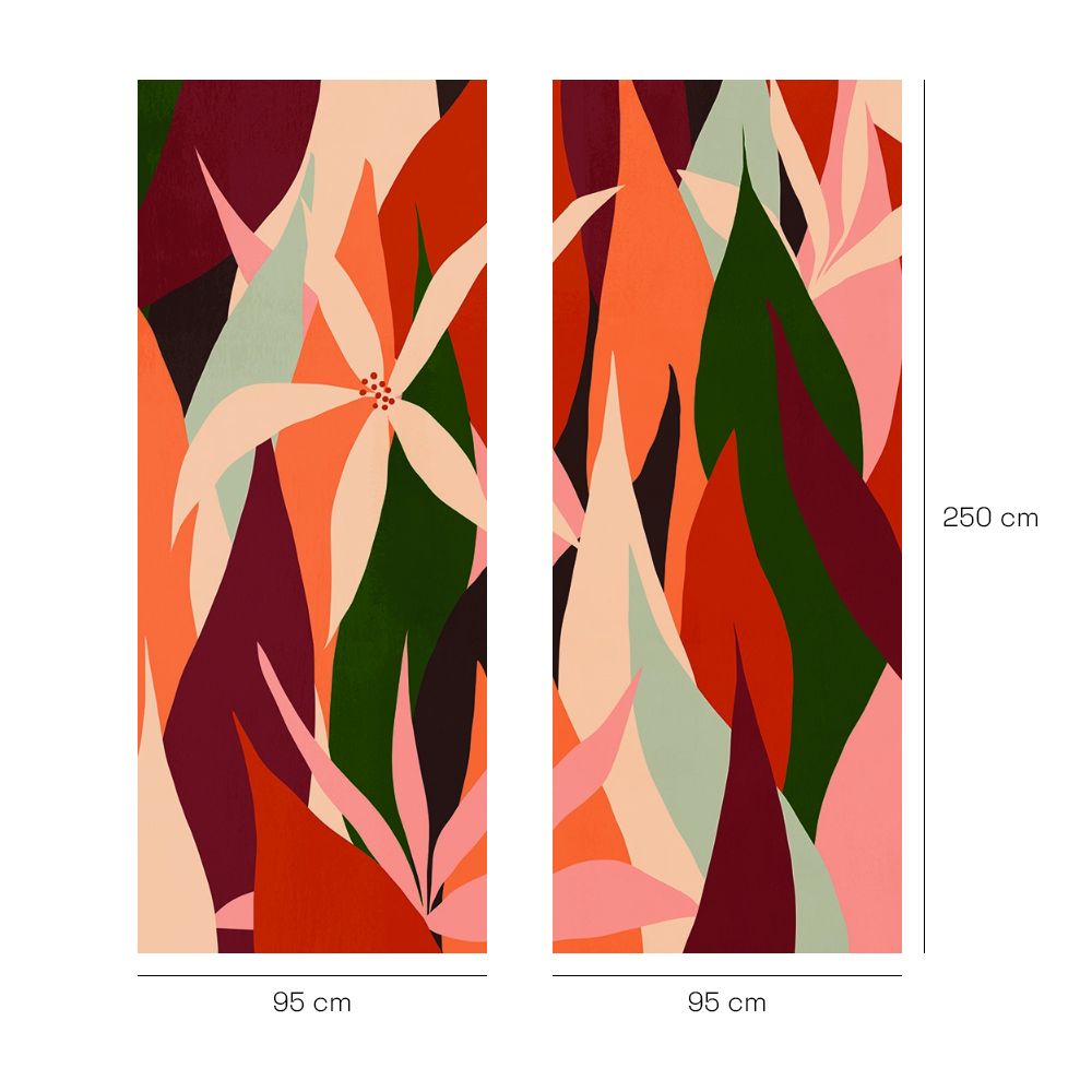 Papier peint "Motifs feuilles colorées"