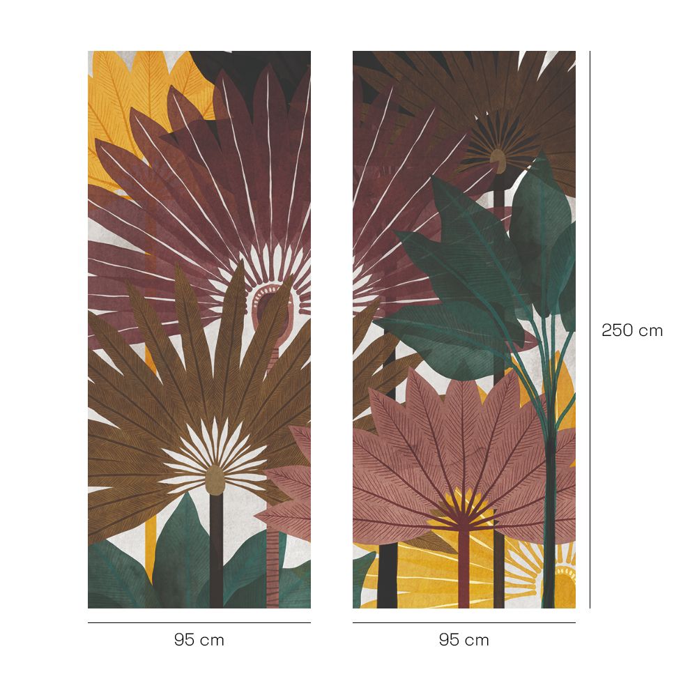 Papier peint "Feuilles tropicales colorées"