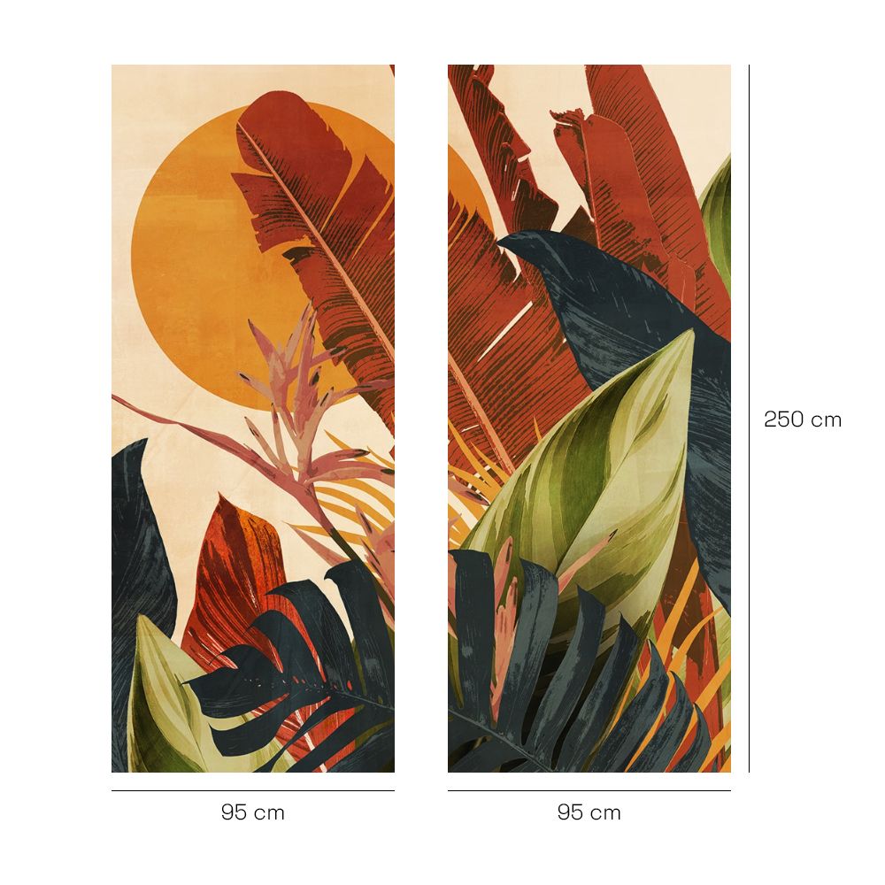 Papier peint "Feuilles tropicales colorées"