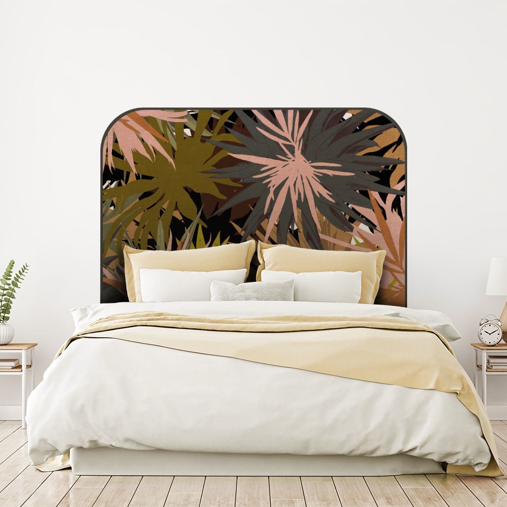 Tête de lit feuilles tropicales – marron – 180 × 95 cm