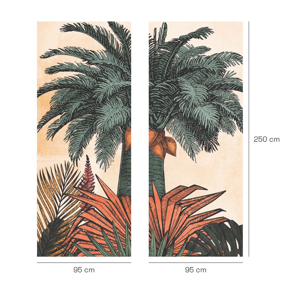 Papier peint "Palmiers luxuriants colorés"
