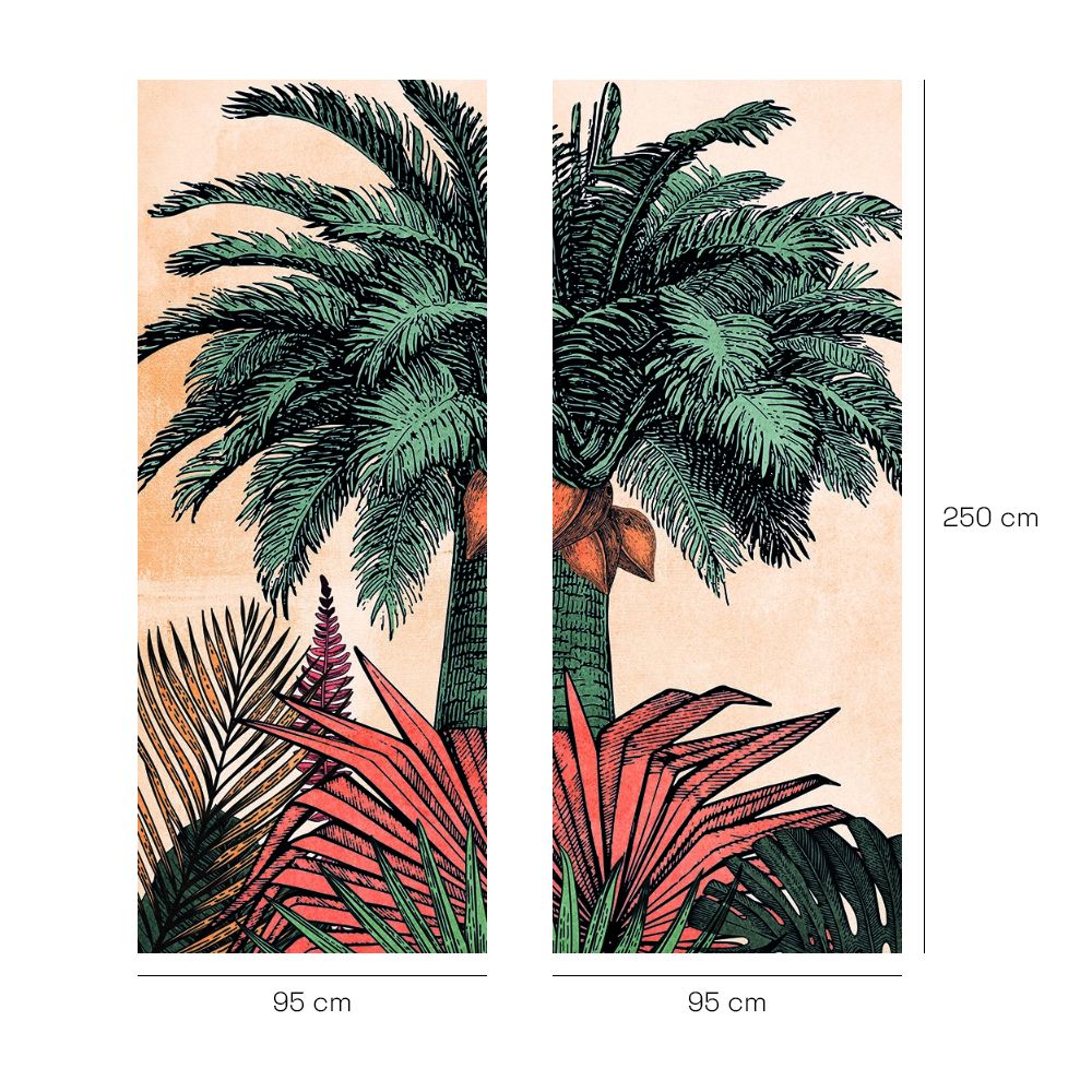 Papier peint "Palmiers luxuriants colorés"