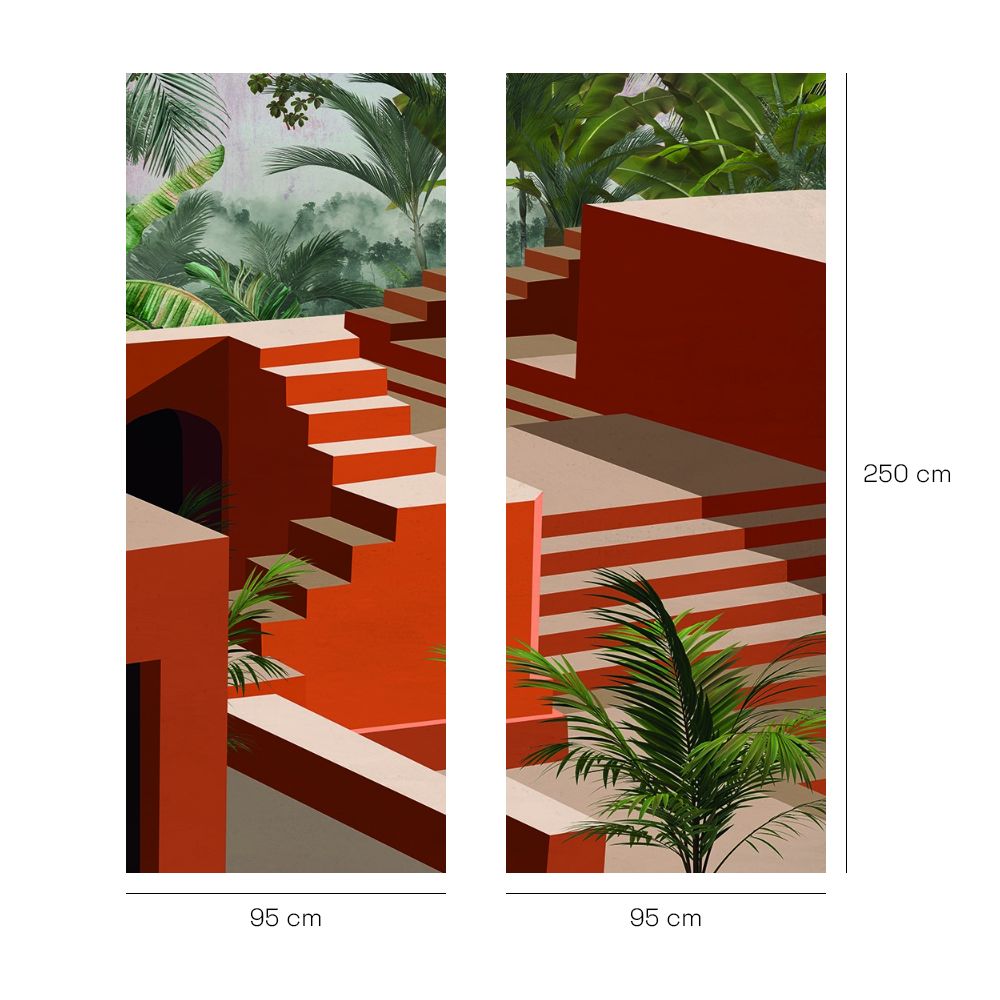 Papier peint "Escaliers exotiques astucieux"