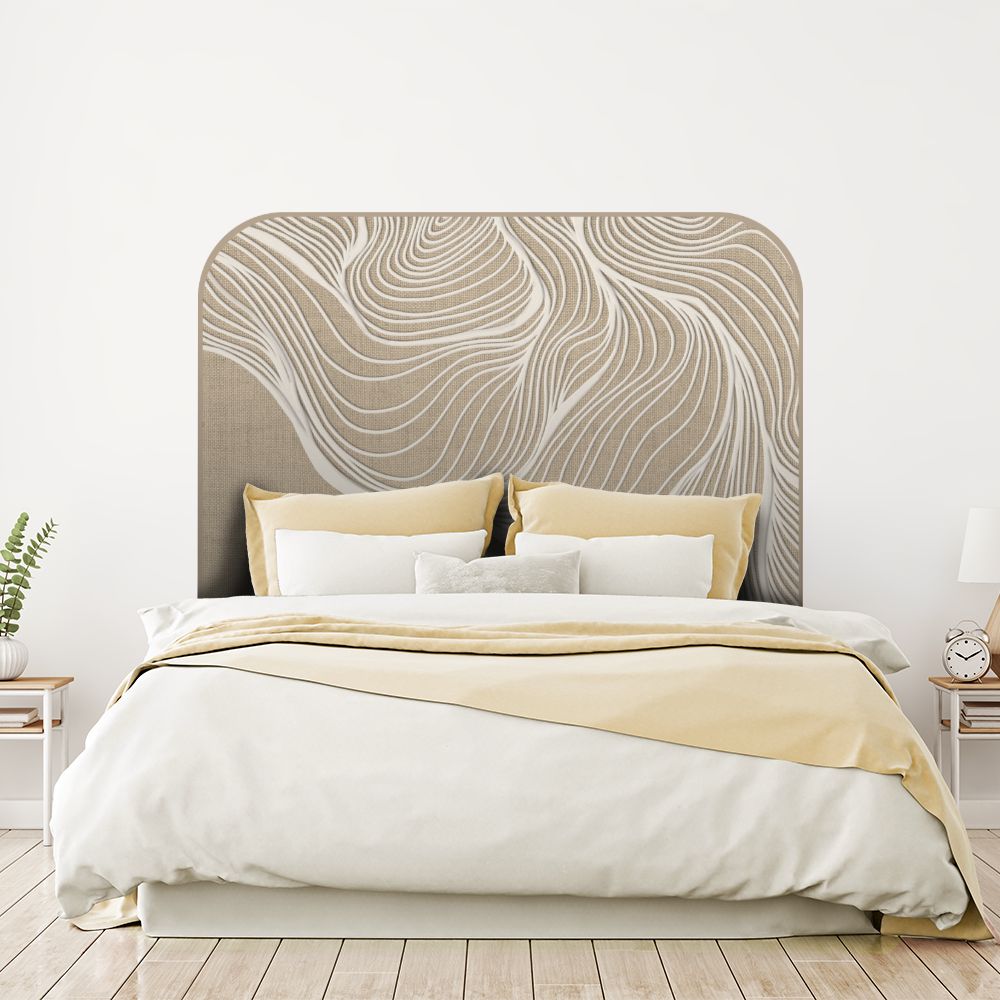 Tête de lit lignes ondulées – beige – 180 × 95 cm