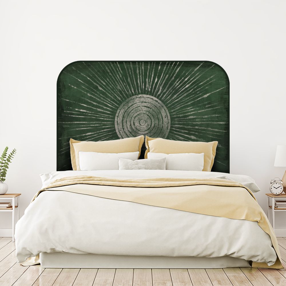 Tête de lit cercle rayonnant – vert – 180 × 95 cm