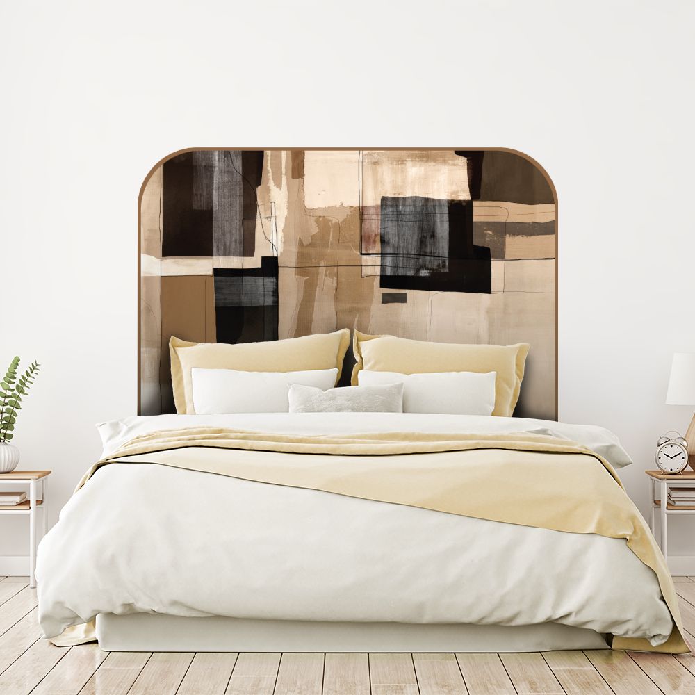 Tête de lit formes géométriques – beige – 180 × 95 cm