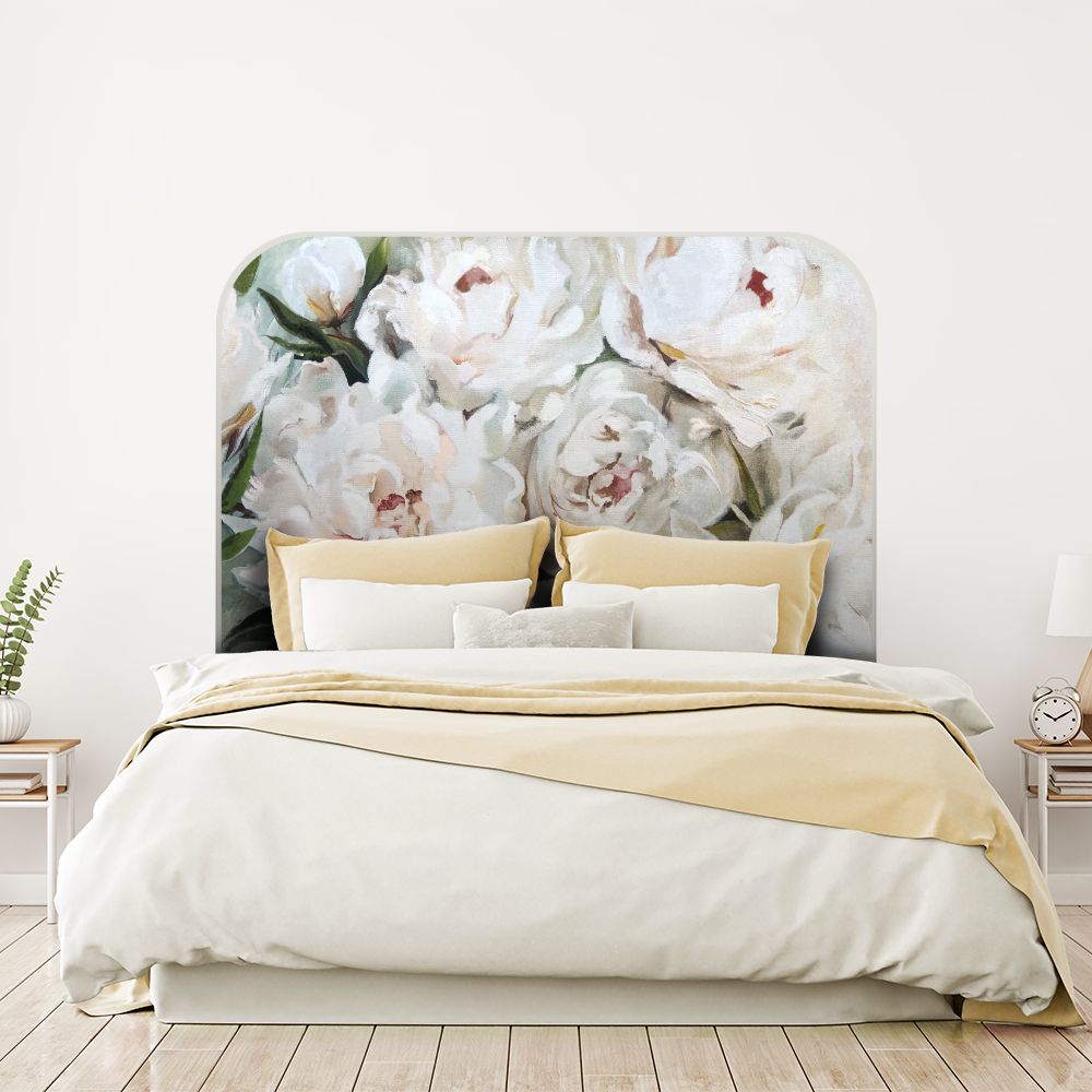 Tête de lit fleurs – blanc – 180 × 95 cm