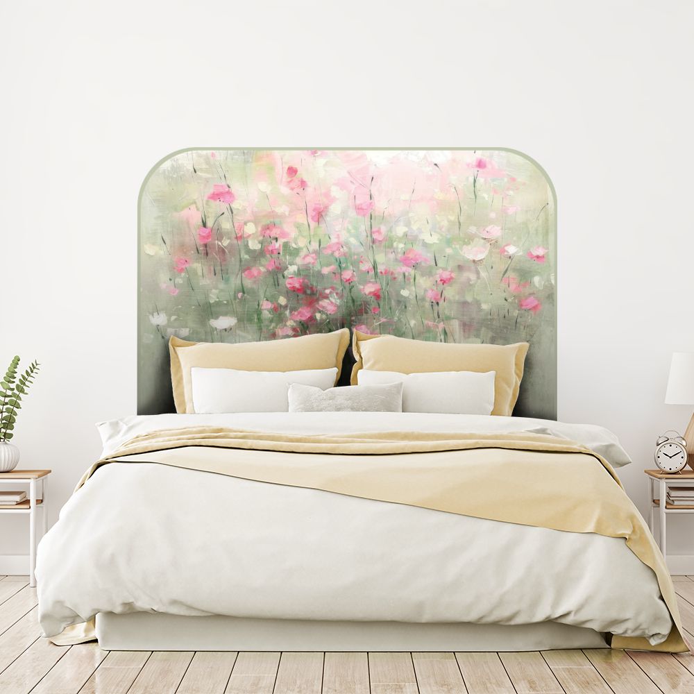 Tête de lit fleurs – rose – 180 × 95 cm