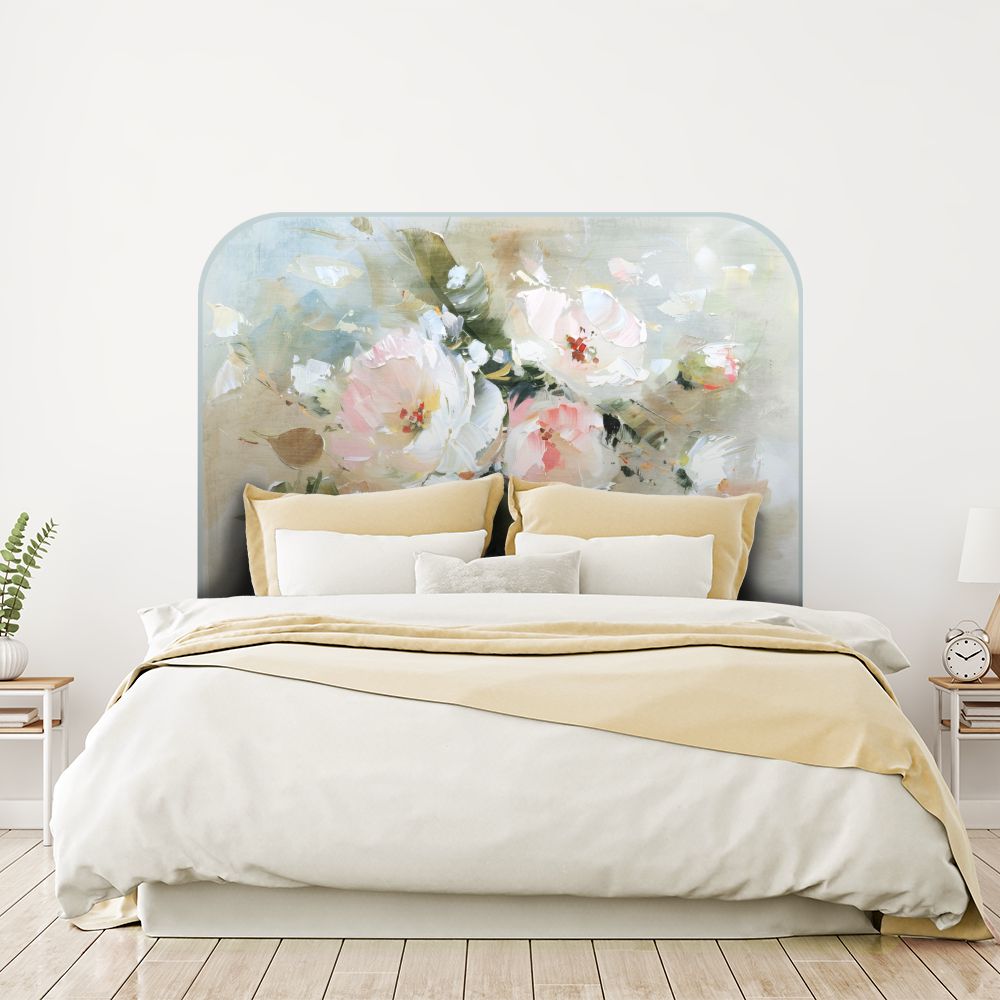 Tête de lit fleurs – pastel – 180 × 95 cm