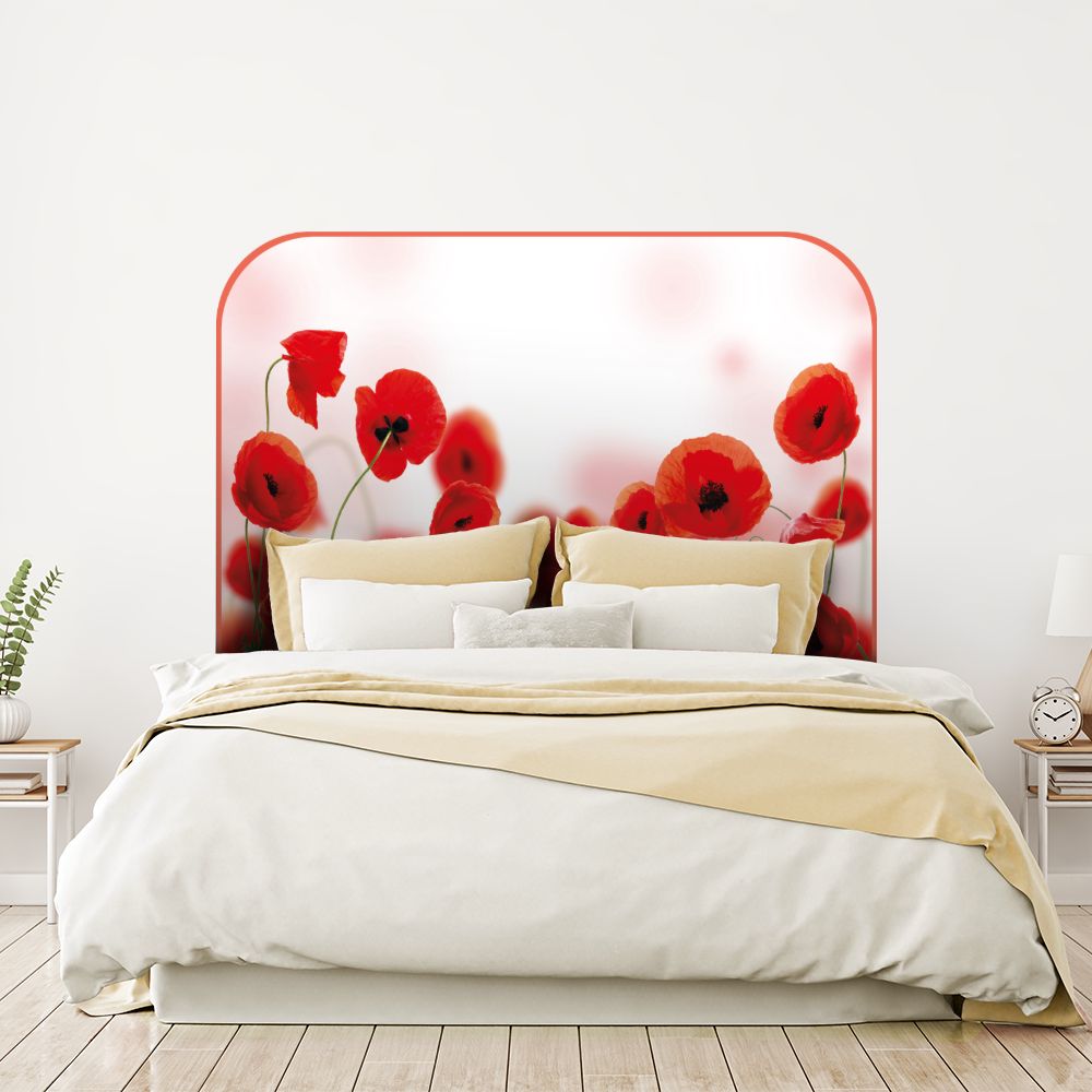 Tête de lit coquelicots – rouge – 180 × 95 cm